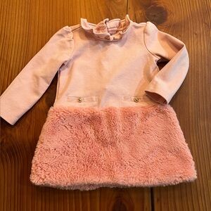 Janie and Jack pink fuzzy skirt knit dress 6-12 months